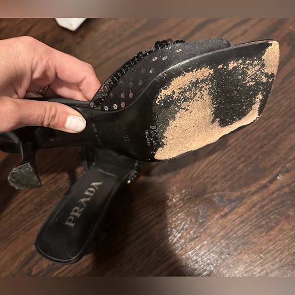 FW 1999 Prada Black Mules with Embellished Square Toe - Picture 5 of 7